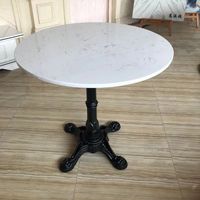Meubles de restaurant de café moderne Table à manger ronde en marbre avec base en métal fer