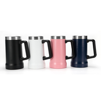 Nouvelle conception, tasse à bière en acier inoxydable à double paroi de 700 ml avec poignée, logo personnalisé, gobelet isotherme en métal pour les voyages