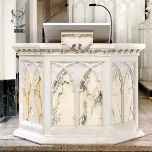 新しいデザイン良い手彫り大理石の祭壇テーブルカトリック教会説教壇