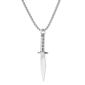 Yunnique – collier avec pendentif poignard en acier inoxydable pour hommes, couleur or, chaîne de 60cm, bijoux de mode de Style Punk - Product Image 5