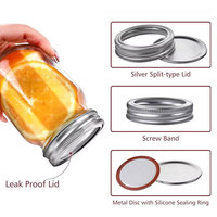 Bocaux en verre transparent avec couvercles métalliques argentés, design à ouverture standard, étanches à la poussière et à l'eau, écologiques, pour cuisine, camping et conservation alimentaire