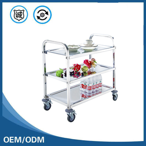 Voiture-restaurant en acier rouillé épaissie trois couches voiture-restaurant mobile poussée à la main chariot alimentaire renforcé voiture-restaurant à deux niveaux - Product Image 2