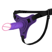 Yanse - Dildo realista de TPE y cuero con correa, juguete sexual lésbico, consolador grande de goma impermeable, rojo/morado/rojo rosado, 11 cm