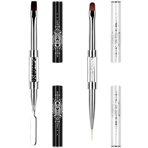 Hot Sale Professional Dual Headed Multi Function Nylon Gel Polish <b>Nail</b> Brush Metal Handle <b>Nail</b> Pusher for Poly Gel <b>Extension</b> - Product Image 1