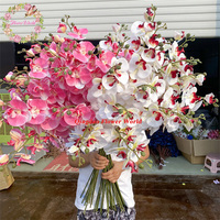 Vente en gros de fleurs d'orchidées Phalaenopsis artificielles de haute qualité à 9 têtes, imprimées en 3D, blanches, roses, bordeaux