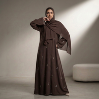 Nouvelle Abaya Élégante en Polyester pour l'été 2026, Cardigan Modeste Ouvert pour Femme Musulmane, Broderie Florale Luxe Nida