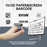 Lector de Códigos de Barras Portátil NETUM, Escáner de Anillo RFID con Bluetooth, Escáner de Códigos de Barras Inalámbrico 1D 2D para Dedos, Productos en Stock
