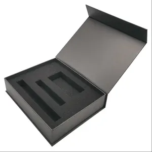 Book Box Packaging Cardboard Custom Mini Order Black Cardboard Book Magnet Box Key Luxury Packaging With Foam