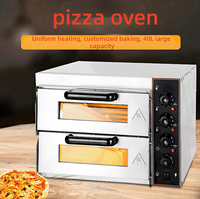 Four à pizza professionnel commercial à double couche en acier inoxydable pour boulangerie, cuisson électrique du pain et du pizza