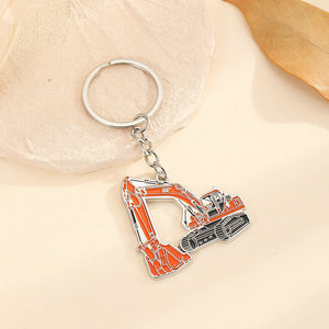 <span class=keywords><strong>Porte</strong></span>-clés de luxe au design original et ludique, avec pendentif en forme de pelle mécanique orange, idéal pour cadeau - Product Image 2