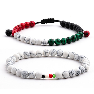 <strong>Pakistan</strong> Flag Color Bohemian Charm <strong>Bracelet</strong> with Adjustable White Turquoise Letter Beads Watermelon Pendant Malachite-Gift - Product Image 3