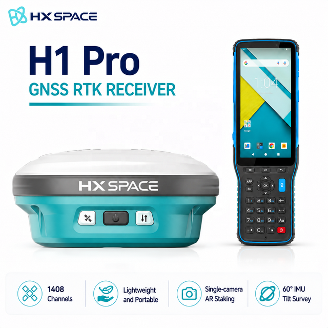 HXSPACE H1 Pro GNSS RTK Receiver with AR Stakeout Camera 1408 Channels IMU Tilt Survey GPS IP68 for Land Survey