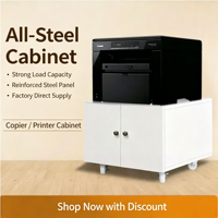 Meuble de rangement mobile pour imprimante de bureau moderne avec structure en acier robuste, rangement multi-niveaux verrouillable et double porte