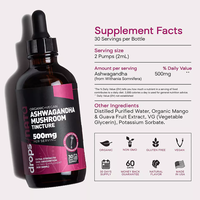 OEM ODM Marque Privée 60ML Supplément Cérébral Végétalien 500mg Gouttes de Teinture de Champignons Ashwagandha pour le Soutien de la Fertilité Masculine
