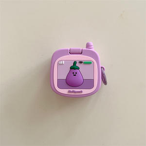 Designer d'aubergine de dessin animé 3D amusant pour <span class=keywords><strong>AirPods</strong></span> 3 1 2 Pro housse antichoc en Silicone souple pour étui pour écouteurs sans fil Airpod Pro - Product Image 2