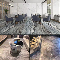 Dalles de marbre émaillé poli et luxueux Décor de villa Île de cuisine en marbre Comptoir Fond d'écran Carreaux de sol en marbre gris