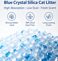 Pasir Kucing Silika Kristal Biru Non-Bentoniit Daya Serap Tinggi Rendah Debu Aroma Segar Transparan Putih Ukuran Partikel Campuran 3.8L