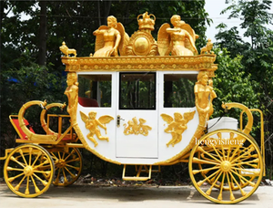 Chariot royal électrique de haute qualité, chariot tiré par des chevaux, chariot de Cendrillon pour mariage, chariot de mariage noir - Product Image 6