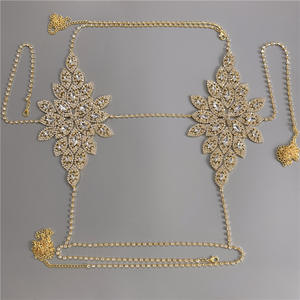 Full Diamond Bikini Body Chain Set Flower Shaped <strong>Bra</strong>&amp;Thong Sets Body Chain <strong>Diamante</strong> Lingerie Jewelry Showgirl Crystal Set - Product Image 3