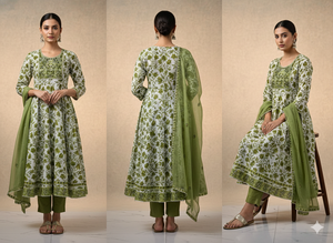 Nouvel ensemble de 3 pièces très vendu, un magnifique vêtement de fête ethnique en rayonne fait main avec des matériaux recyclés - Product Image 3