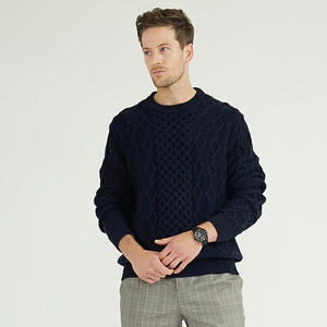 Winter Custom Cable Structure <strong>Men's</strong> <strong>Black</strong> Cashmere Wool Blend Crewneck Pullover <strong>Knitted</strong> Sweater <strong>Jumper</strong> for <strong>Men</strong> - Product Image 5