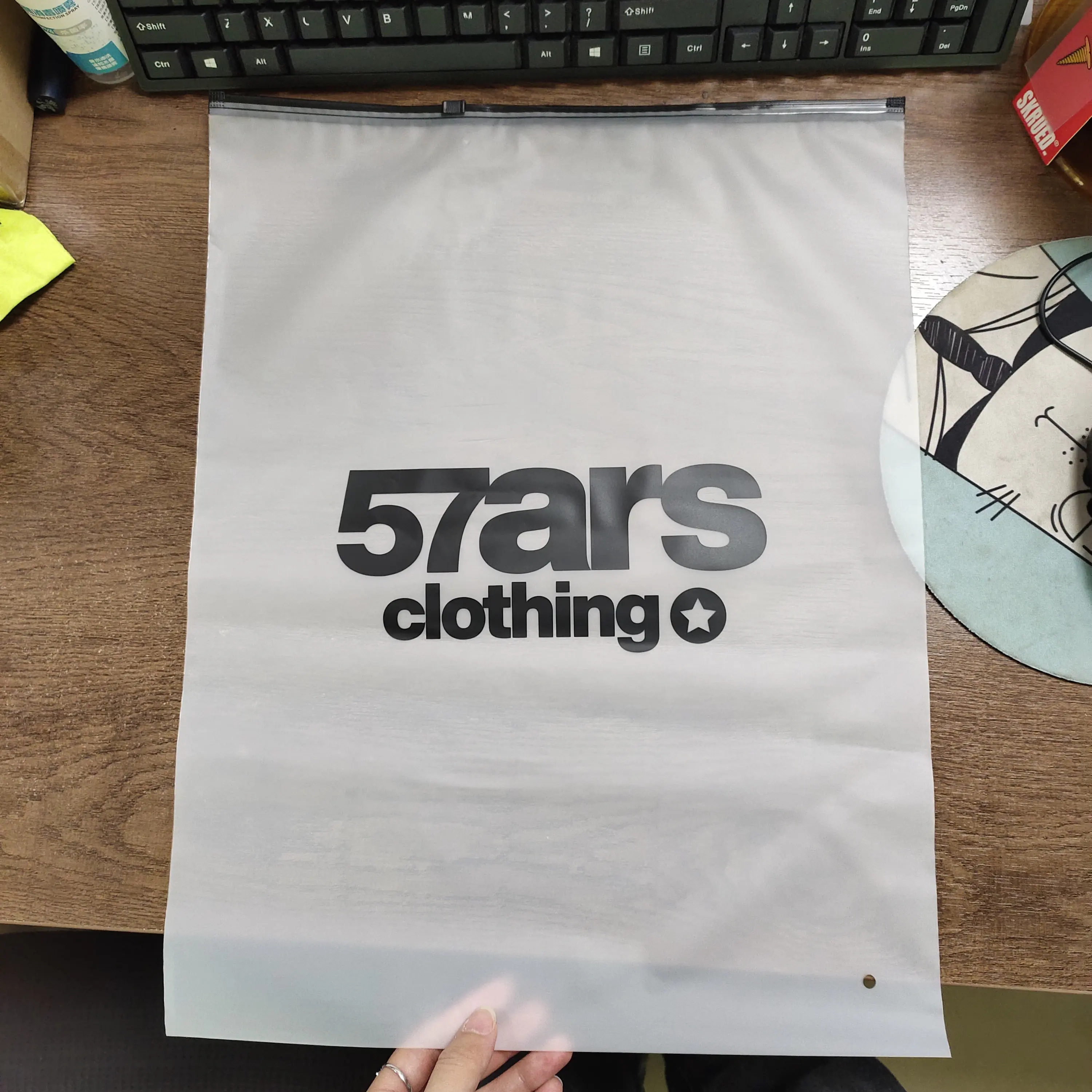 Benutzer definierte T-Shirt Plastiktüte verpackte Tasche mit Logo kleine Reiß verschluss Plastiktüte