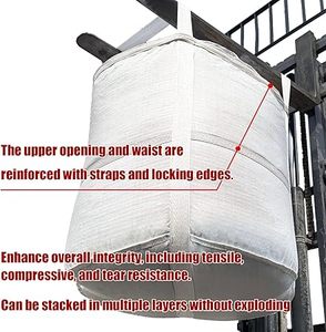 Huamaohengchun2Pcs Circular FIBC Bulk Bag,1.5 Ton Bag, Ø37.4" x 39.4"H,3300lbs SWL Safty Factor 3:1,Woven Polypropylene Bags - Product Image 2