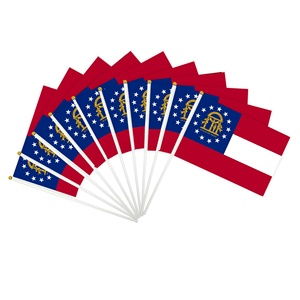 Custom Logo Georgia The Peach State Hand Waving <b>Flag</b> 14x21cm Stick Banner for Football and Sports Events - Product Image 1