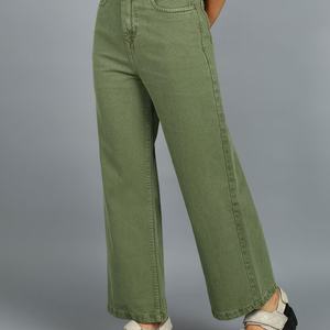 Pantalons en jean personnalisés avec logo, nouveaux designs d'été, pantalons amples et décontractés pour femmes, pantalons droits amincissants - Product Image 3