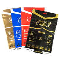 Sac à fermeture éclair en plastique personnalisé pour câbles, avec fenêtre transparente, scellé sur 3 côtés, pour l'emballage de câbles de données et de coques de téléphone