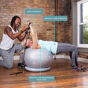 Balle d'équilibre avec bandes de résistance Entraîneur d'équilibre pour Yoga Fitness Stabilité Entraînement Force Exercice <span class=keywords><strong>Physica</strong></span> - Product Image 5