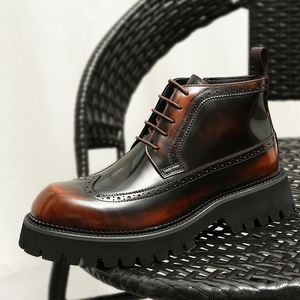 Chaussures formelles en cuir véritable de qualité professionnelle, imperméables, respirantes, style rétro britannique, motif léopard, chaussures pour hommes - Product Image 5