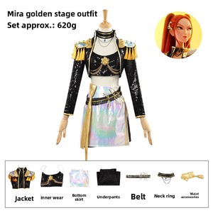 Costume de cosplay Kpop Demon Hunter Girl Group pour femme adulte, en spandex, Zoe Anime Lumi, tenue de scène Mira, noir et or - Product Image 4