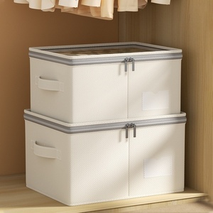 Tianshan Cotton Linen Fabric Japanese Style Portable Multi-Purpose Clothing Organizer Storage Box for Bedroom <b>Wardrobe</b> Clothes - Product Image 5