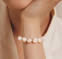 Bijoux pour femmes Bracelet en perles baroques véritables blanches de 11 à 12mm avec fermoir en argent et chaîne d'extension