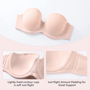 Sujetador ultrafino con aros para mujer, talla de Copa grande, sin relleno, cobertura completa, sujetador de talla grande, sujetador convertible sin tirantes - Product Image 2