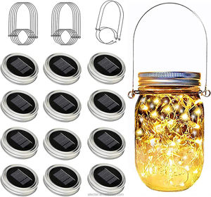12Pcs <b>Solar</b> Mason Jar Lid <b>Lights</b> 30LED Copper Wire <b>String</b> <b>Light</b> Waterproof <b>Solar</b> Auto On‑Off Outdoor Garden Decoration - Product Image 1