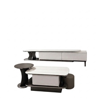 Meuble TV en MDF mélaminé avec placage chêne foncé scandinave, écologique, pour salon commercial et résidentiel, disponible en gros