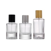 Flacon de parfum rond à fond épais transparent de luxe 30 ml 50 ml, flacons en verre pour cosmétiques et parfums avec bouchons personnalisés