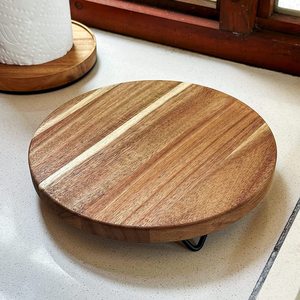 Solid Wood Round <b>Storage</b> <b>Tray</b> For Kitchen And Bathroom Decorative Base With Standing Type Design - Product Image 1