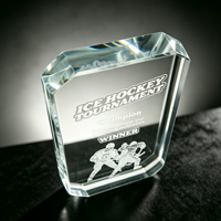 Edele rechte verticale achthoekige kristallen ijshockey award met gegraveerde groepsatleet silhouet, aangepast logo, sportcompetitie prijs