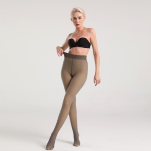 Collants thermiques d'hiver en nylon épais et élasthanne pour femme, taille unique, en <span class=keywords><strong>polaire</strong></span> tricotée, antibactériens, sous-vêtements chauds, noir/<span class=keywords><strong>beige</strong></span> - Product Image 3