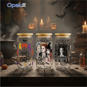 Adesivi in Vinile UV per Trasferimento Serie Cartoni Animati Americani di Halloween, <span class=keywords><strong>Hocus</strong></span> <span class=keywords><strong>Pocus</strong></span>, Scopa, Cappello da Strega, Elementi Magici, per Tumbler Durevoli - Product Image 3