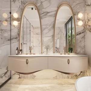 Modern Simplicity Style Customized Design Countertop Multiple People Floating Bathroom <b>Vanity</b> for Public Occasions - Product Image 3