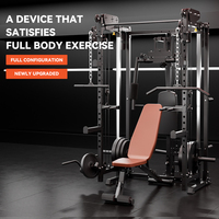 PINJIAN Machine Smith pliable multifonctionnelle Banc de musculation à domicile Presse intégrée à poutre Gain de place Appareil d'entraînement haut de gamme