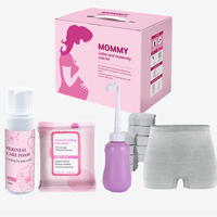 Lot de 5 culottes jetables en coton pour la maternité avec tampons à l'hamamélis et spray cicatrisant périnéal - Échantillon gratuit - Kit d'hygiène féminine