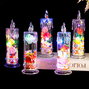 Vela Electrónica LED con Flor Eterna, Rosa Transparente, <span class=keywords><strong>Luz</strong></span> Nocturna para el Día <span class=keywords><strong>de</strong></span> San Valentín, Decoración para Fiestas - Product Image 1
