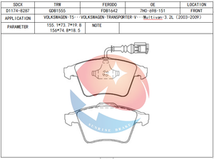 แผ่นเบรค D1174เซรามิก7H0698151 2374602 GDB1555 23469 181779 DB1947สำหรับ <span class=keywords><strong>VW</strong></span> ของแท้ขายส่ง