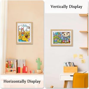 Cadre photo MDF pour œuvres d'art d'enfants, interchangeable, noir, marron, gris, avec verre incassable, pliable - Product Image 2