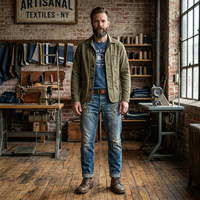 Jean en denim bleu délavé pour homme, imprimé vintage, coupe droite, effet usé, qualité supérieure, fabrication sur mesure, automne, écologique